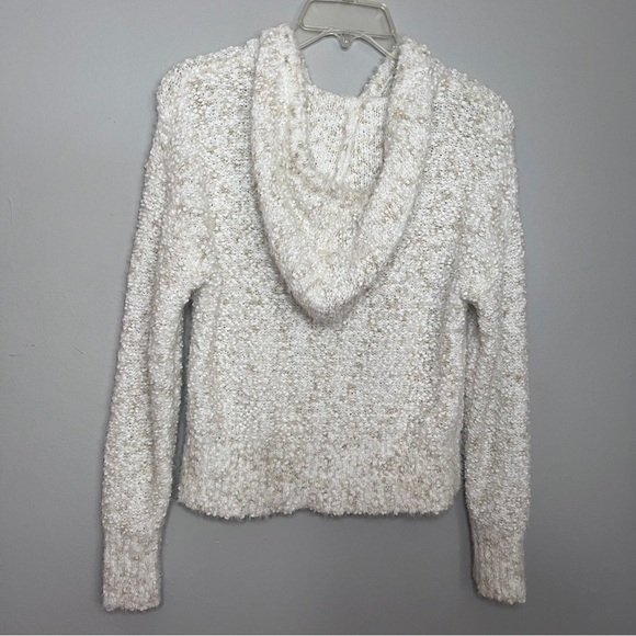 Ultra Flirt White & Tan Fuzzy Soft Textured Hooded Sweater Size XS EUC - Picture 4 of 8
